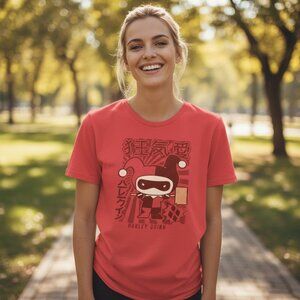 HARLEY QUINN Japanese Anime Red Short Sleeve Graphic Tee S Small DC Comics Joker
